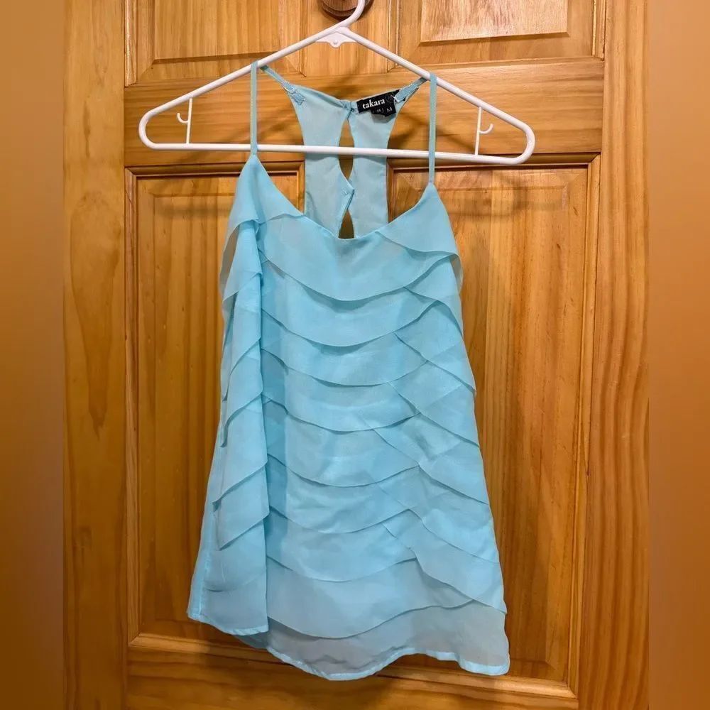 NWT Takara size M juniors tropical blue tank top